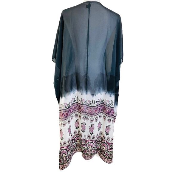 Lane Bryant Sheer Kimono Gray Purple One Size - Picture 2 of 3